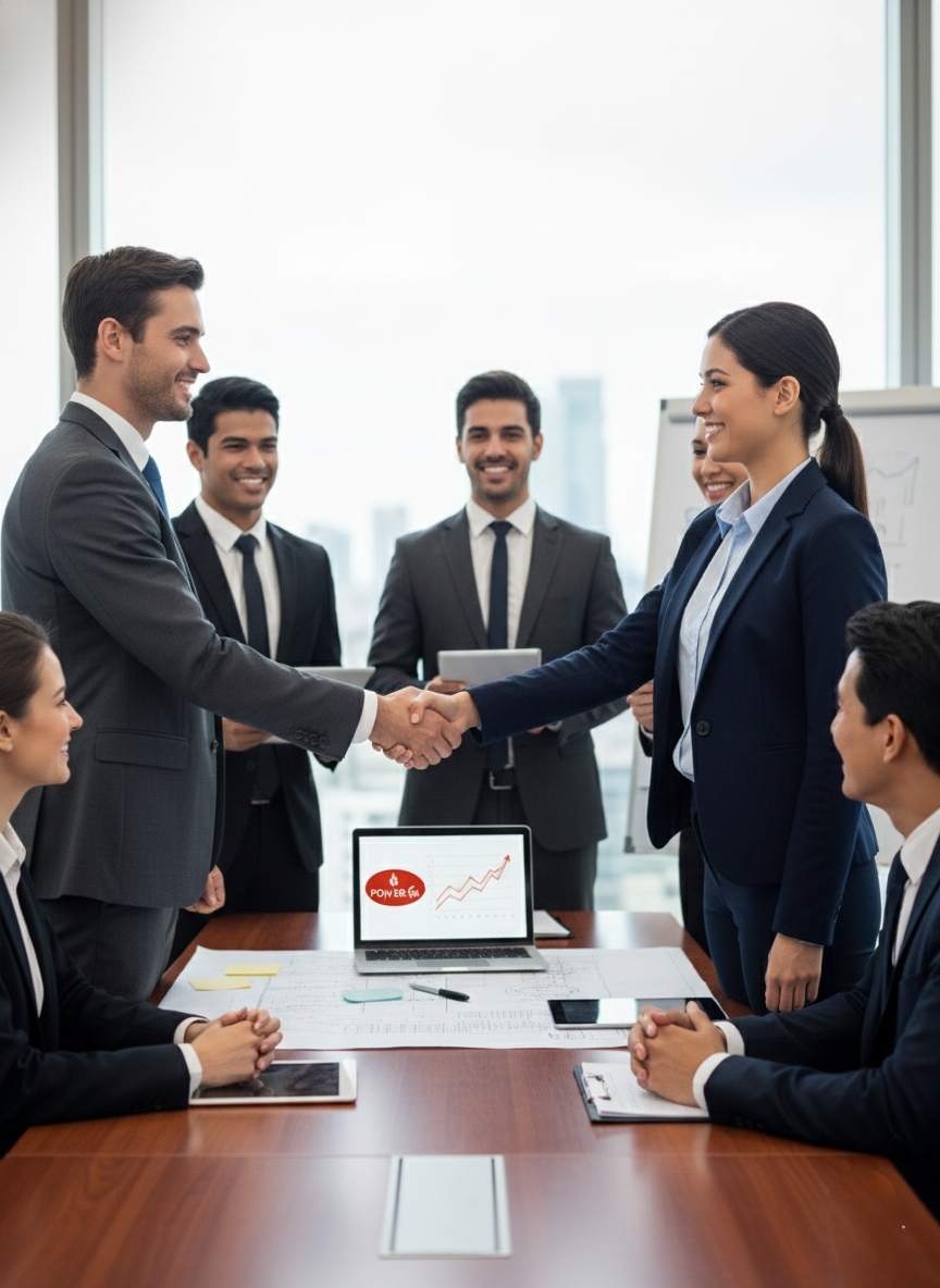 A person shaking hands, representing a new dealership partnership