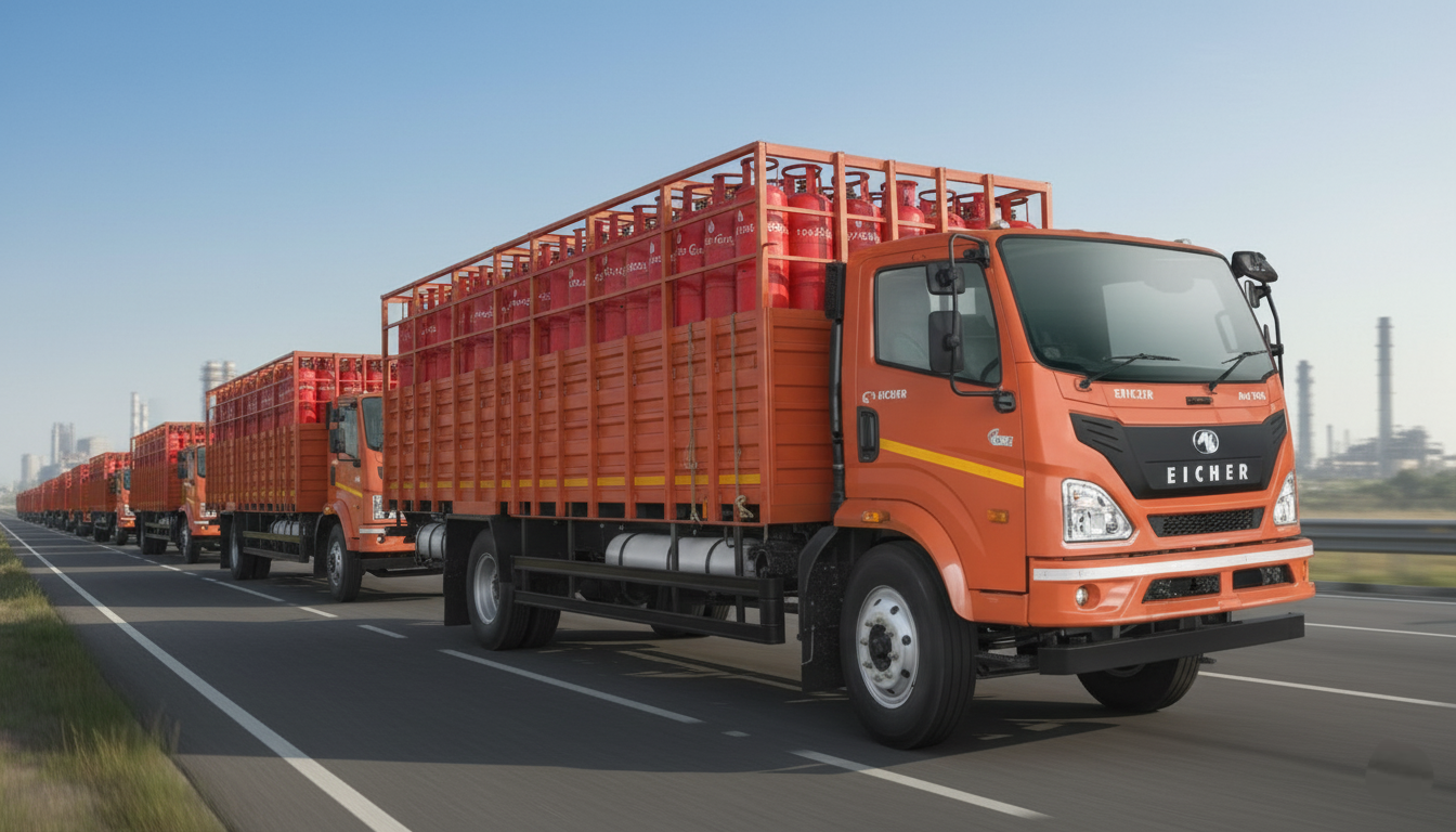 LPG cylinders being loaded for distribution